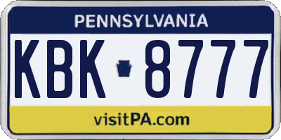 PA license plate KBK8777