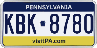 PA license plate KBK8780