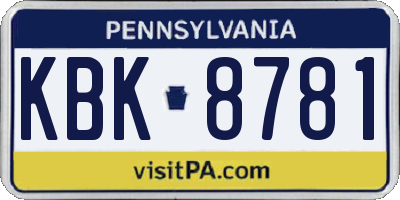PA license plate KBK8781