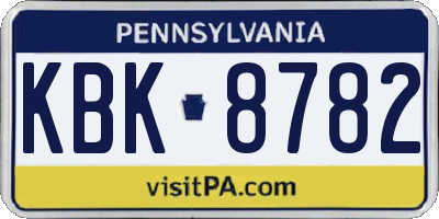 PA license plate KBK8782
