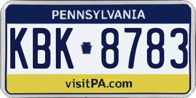 PA license plate KBK8783
