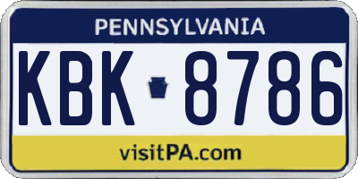 PA license plate KBK8786