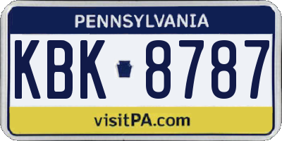 PA license plate KBK8787
