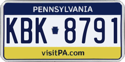 PA license plate KBK8791