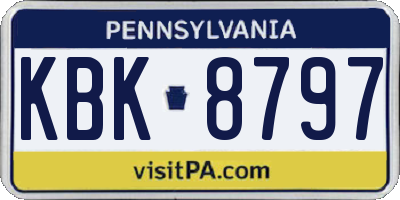 PA license plate KBK8797