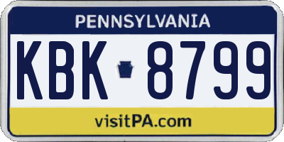 PA license plate KBK8799