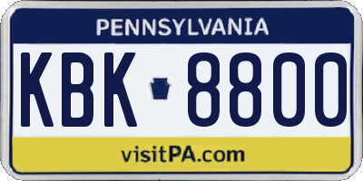 PA license plate KBK8800