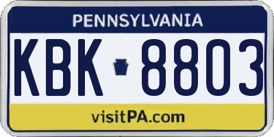 PA license plate KBK8803