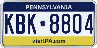 PA license plate KBK8804