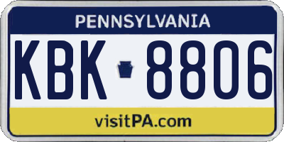PA license plate KBK8806