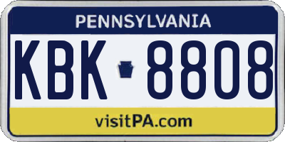 PA license plate KBK8808