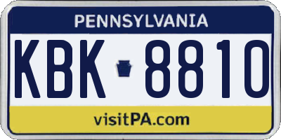 PA license plate KBK8810