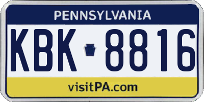 PA license plate KBK8816