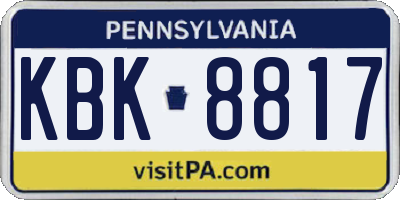 PA license plate KBK8817