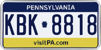 PA license plate KBK8818