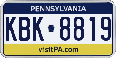 PA license plate KBK8819