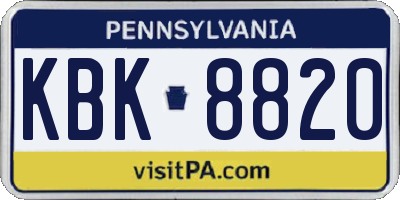 PA license plate KBK8820