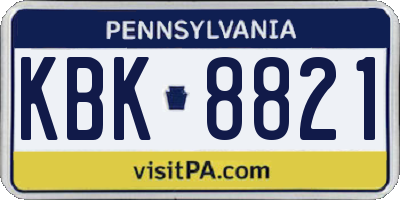 PA license plate KBK8821