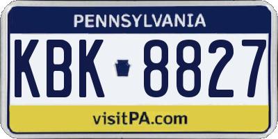 PA license plate KBK8827