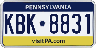 PA license plate KBK8831