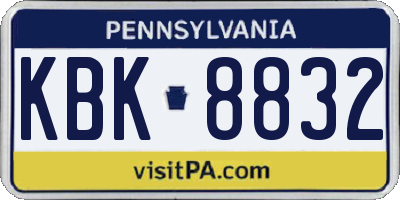 PA license plate KBK8832