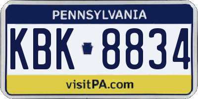 PA license plate KBK8834