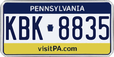 PA license plate KBK8835