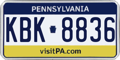 PA license plate KBK8836