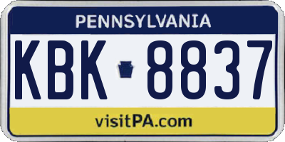 PA license plate KBK8837