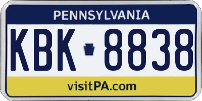 PA license plate KBK8838