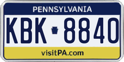 PA license plate KBK8840