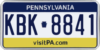 PA license plate KBK8841