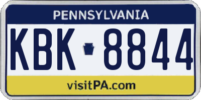 PA license plate KBK8844