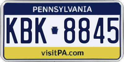 PA license plate KBK8845