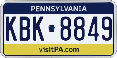 PA license plate KBK8849
