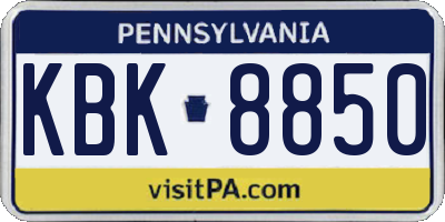PA license plate KBK8850