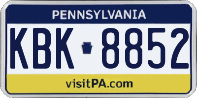 PA license plate KBK8852