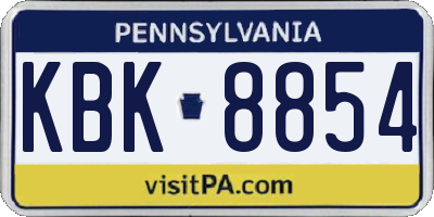 PA license plate KBK8854