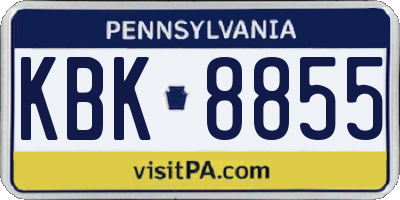 PA license plate KBK8855