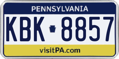 PA license plate KBK8857