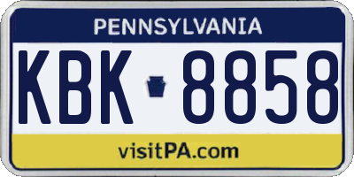 PA license plate KBK8858