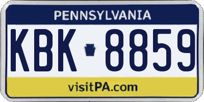 PA license plate KBK8859