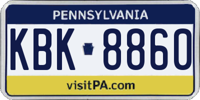 PA license plate KBK8860