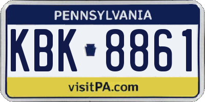 PA license plate KBK8861