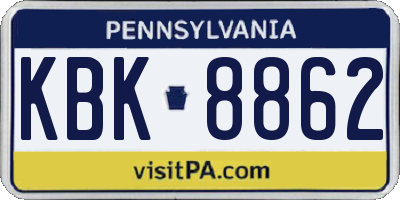 PA license plate KBK8862