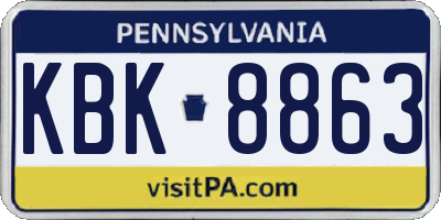 PA license plate KBK8863