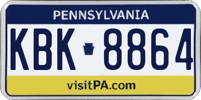 PA license plate KBK8864