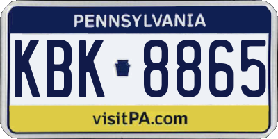 PA license plate KBK8865