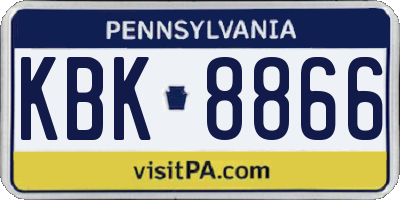PA license plate KBK8866
