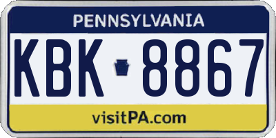 PA license plate KBK8867